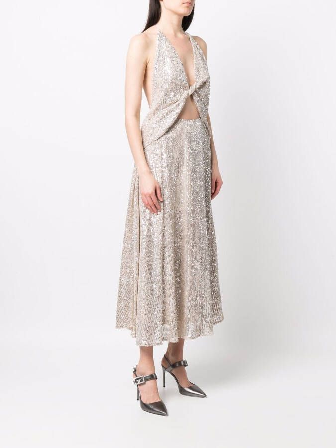 In The Mood For Love Midi-jurk verfraaid met pailletten Beige
