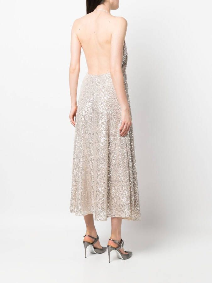 In The Mood For Love Midi-jurk verfraaid met pailletten Beige