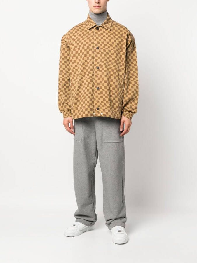 INCOTEX RED X FACETASM Shirtjack met grafische print Bruin