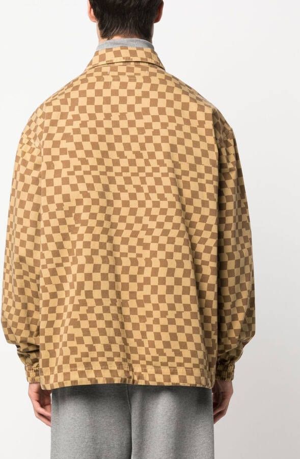 INCOTEX RED X FACETASM Shirtjack met grafische print Bruin