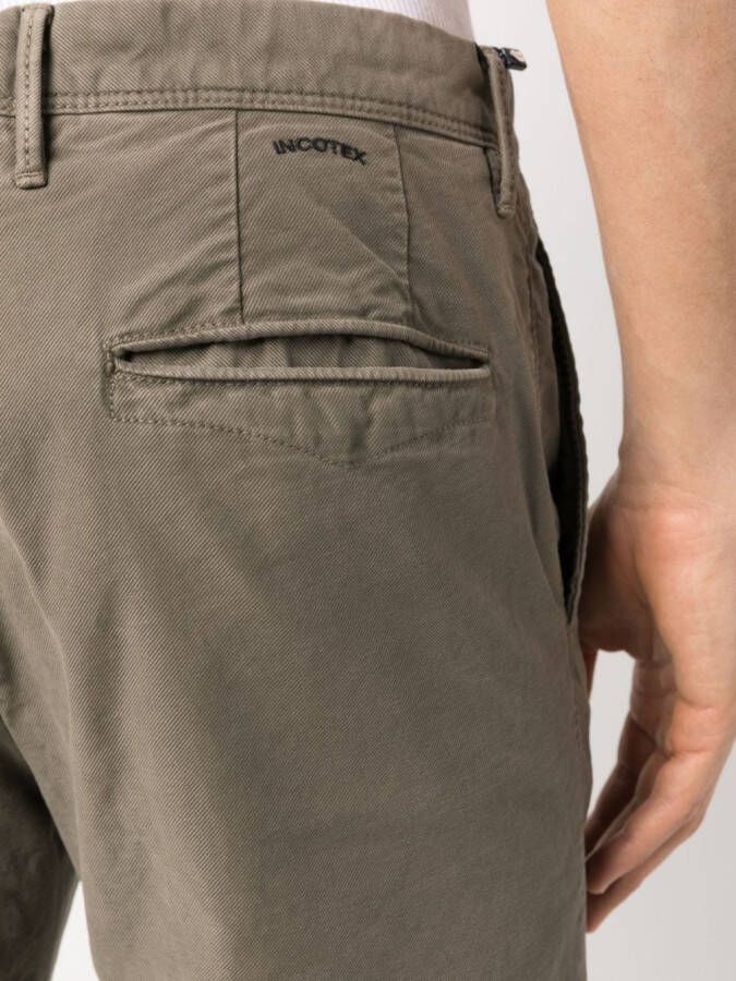 Incotex Straight broek met geborduurd logo Groen