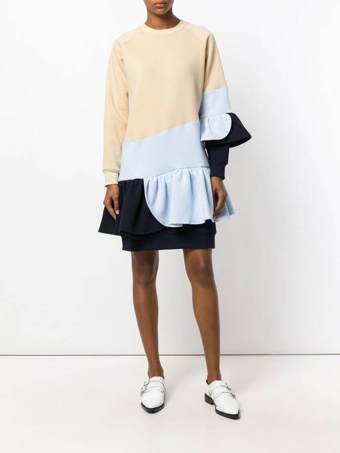 Ioana Ciolacu colour-block frill dress Beige