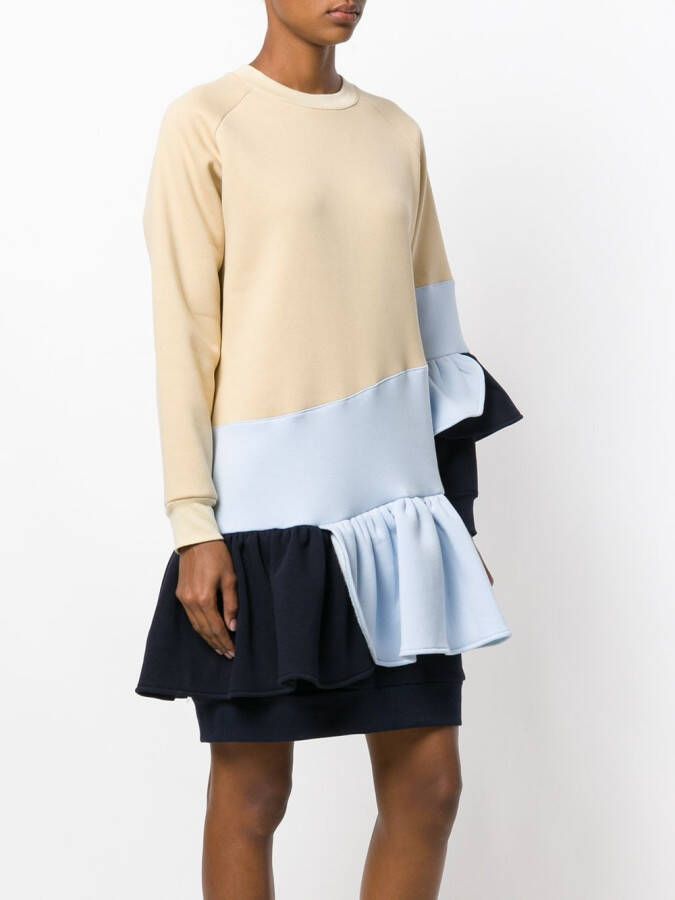 Ioana Ciolacu colour-block frill dress Beige