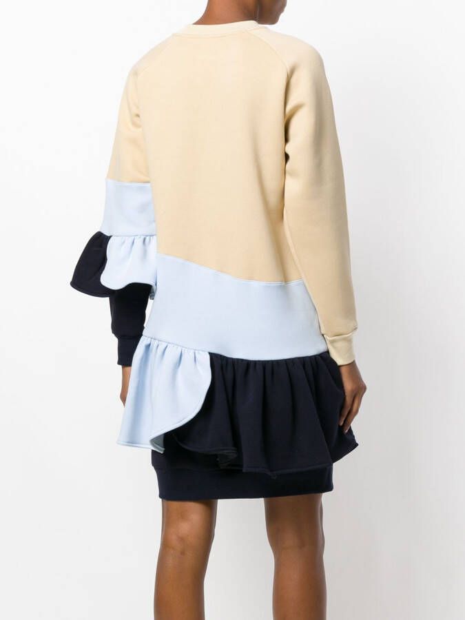 Ioana Ciolacu colour-block frill dress Beige
