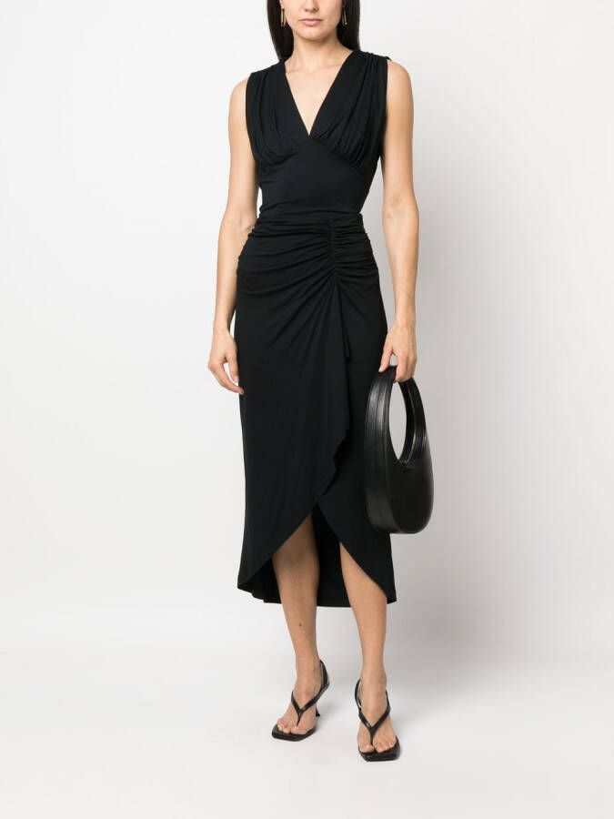 IRO Midi-jurk met gesmockt detail Zwart