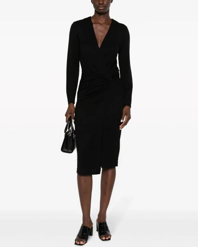 IRO Midi-jurk met V-hals Zwart