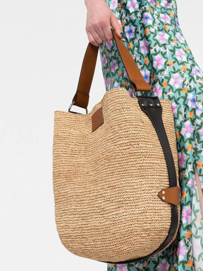 ISABEL MARANT Baozi Raffia draagtas Beige
