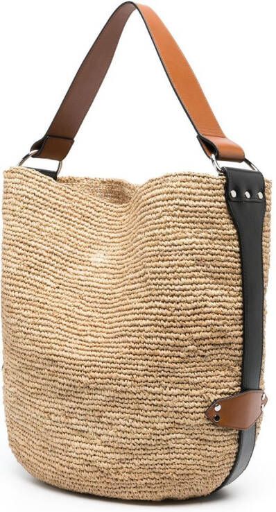 ISABEL MARANT Baozi Raffia draagtas Beige