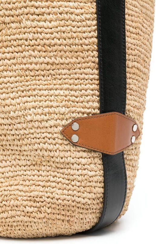 ISABEL MARANT Baozi Raffia draagtas Beige