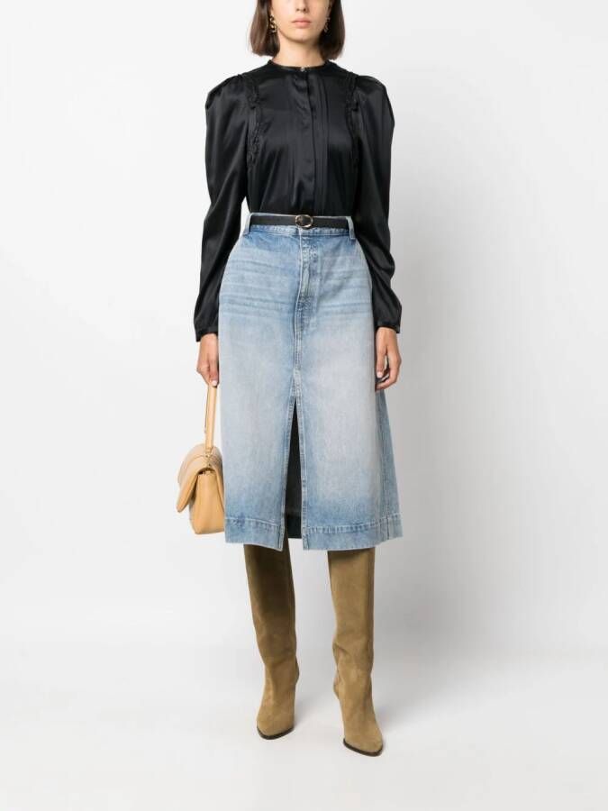 ISABEL MARANT Joanea geplooide blouse Zwart