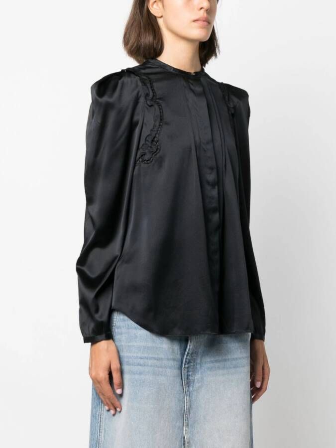 ISABEL MARANT Joanea geplooide blouse Zwart