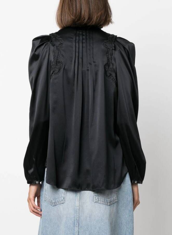 ISABEL MARANT Joanea geplooide blouse Zwart