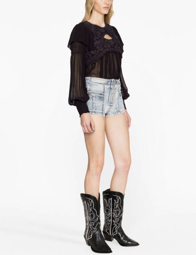 ISABEL MARANT Rokia blouse met kant Zwart