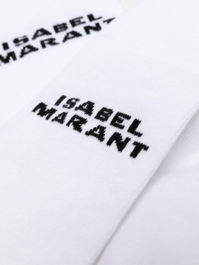 ISABEL MARANT Dawi sokken met intarsia logo Wit