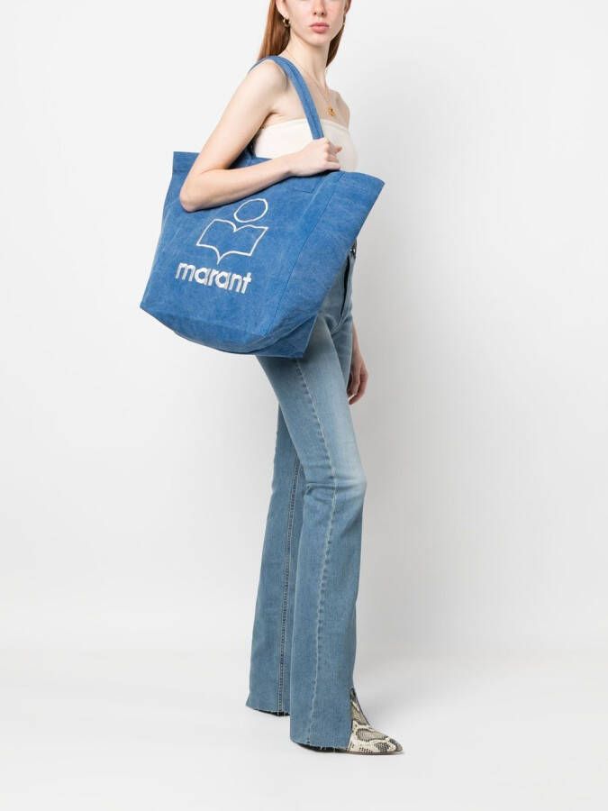 ISABEL MARANT Shopper met logoprint Blauw