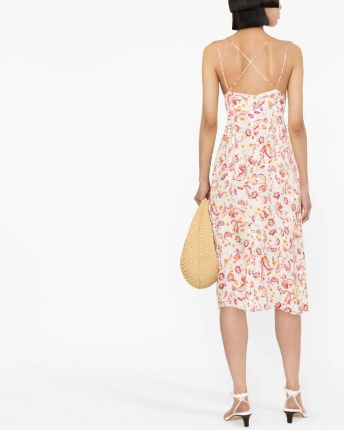 ISABEL MARANT Paysa midi-jurk met bloemenprint Wit