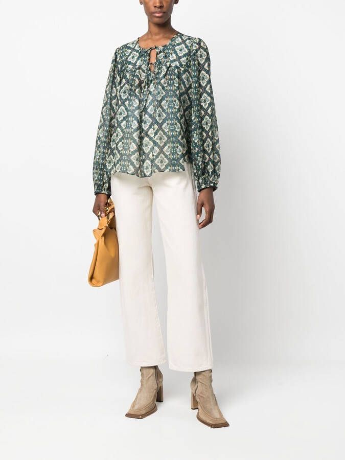 ISABEL MARANT Ametissa blouse met gestrikte voorkant Groen