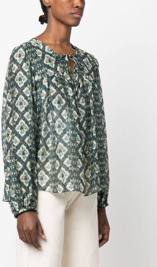 ISABEL MARANT Ametissa blouse met gestrikte voorkant Groen