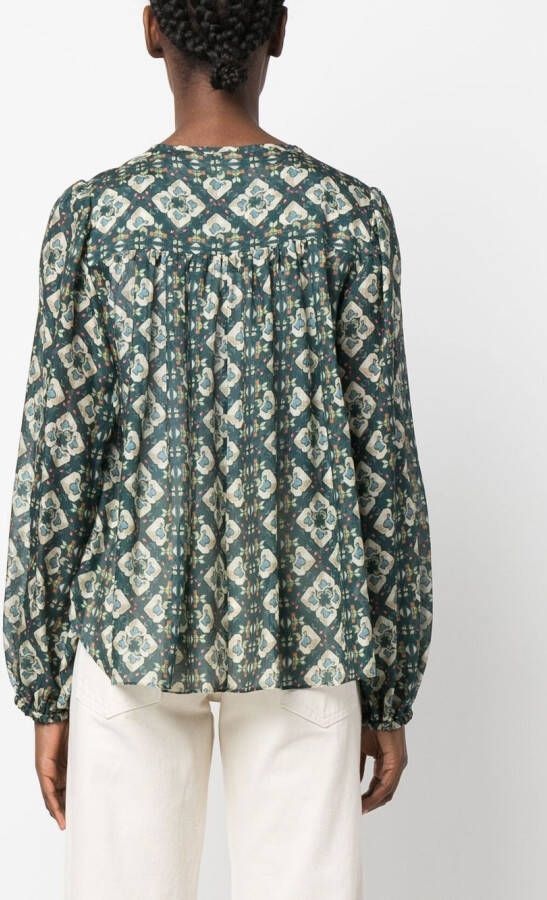 ISABEL MARANT Ametissa blouse met gestrikte voorkant Groen