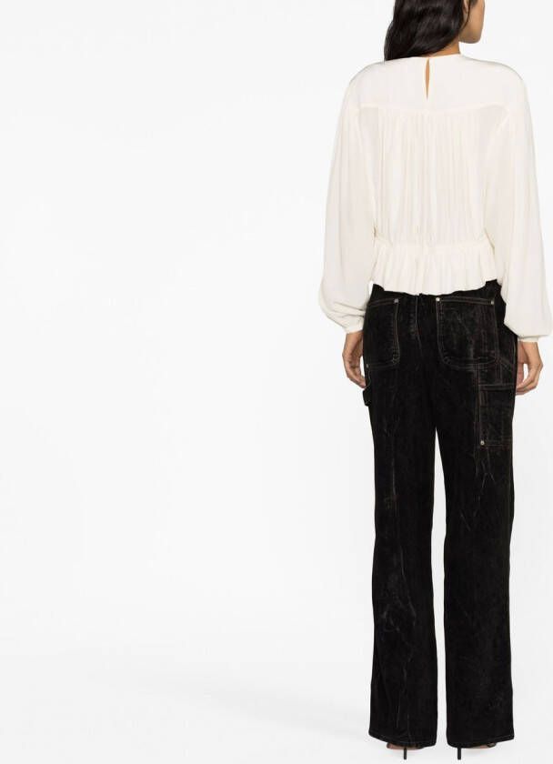 ISABEL MARANT Nelino geplooide top Beige