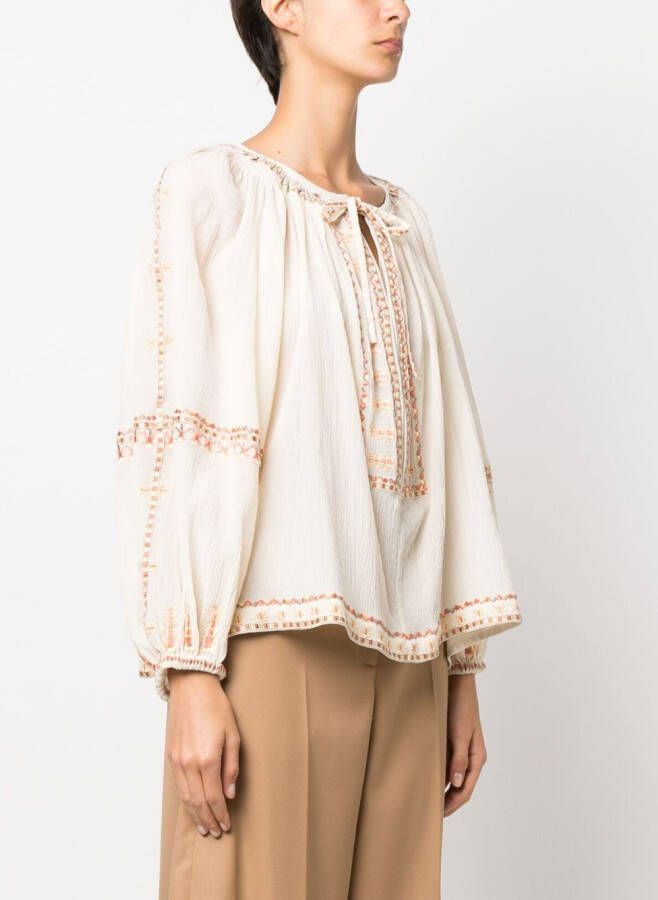 ISABEL MARANT Clive blouse met pailletten Beige