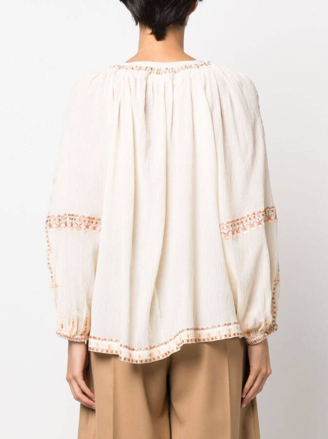 ISABEL MARANT Clive blouse met pailletten Beige
