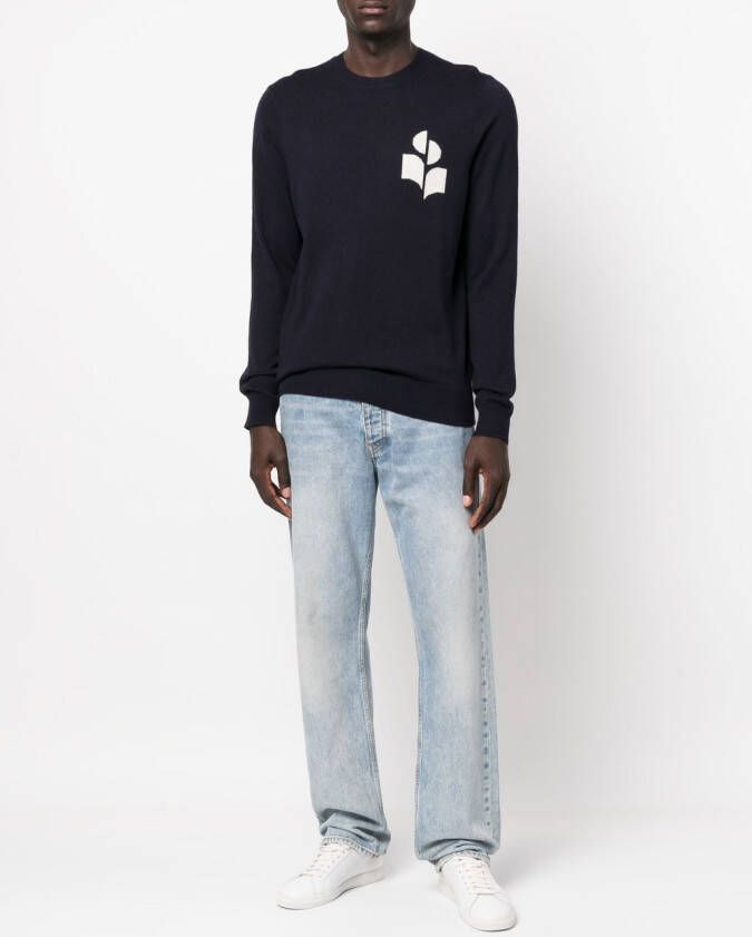 MARANT Evans logo-intarsia trui Blauw