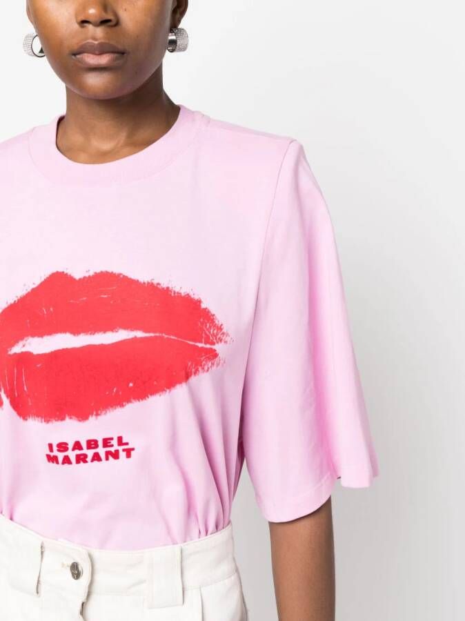 ISABEL MARANT T-shirt met lippenprint Roze