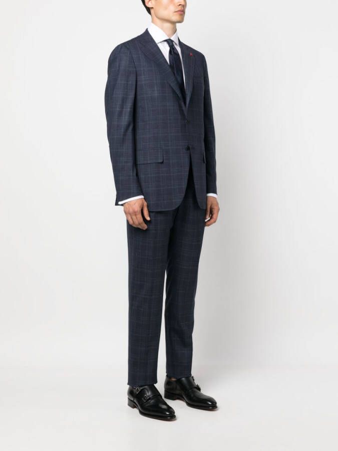 Isaia Geruite blazer Blauw