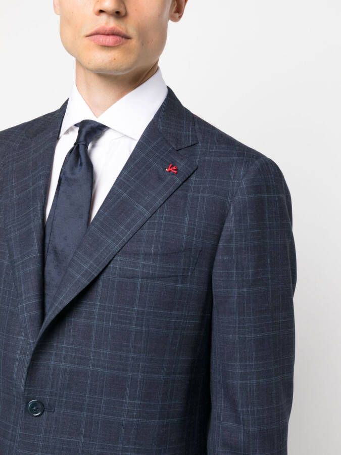 Isaia Geruite blazer Blauw