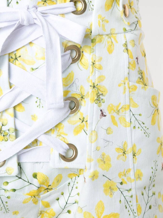 Isolda Shorts met bloemenprint Geel