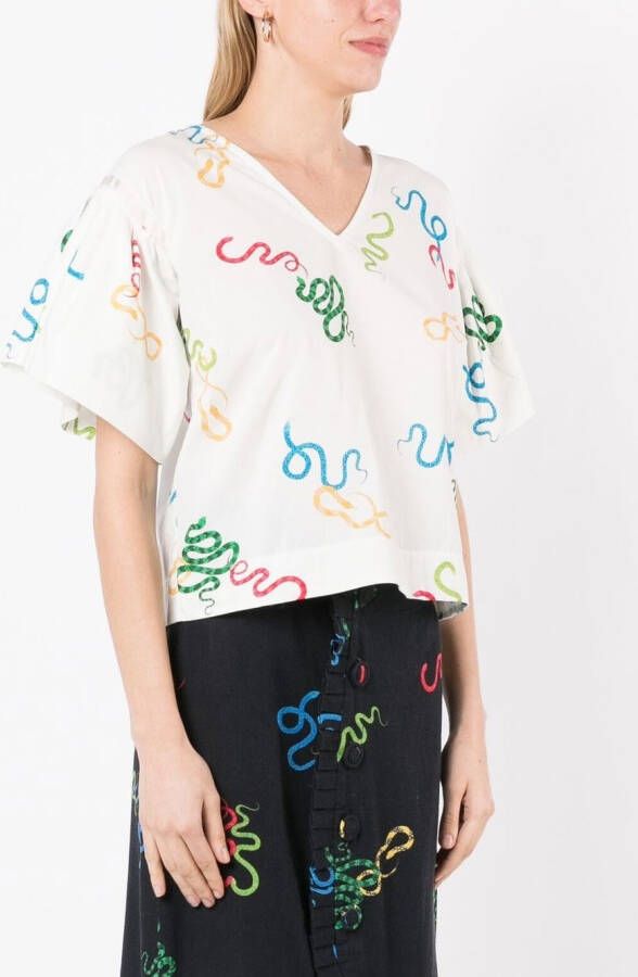 Isolda T-shirt met Sophia print Wit