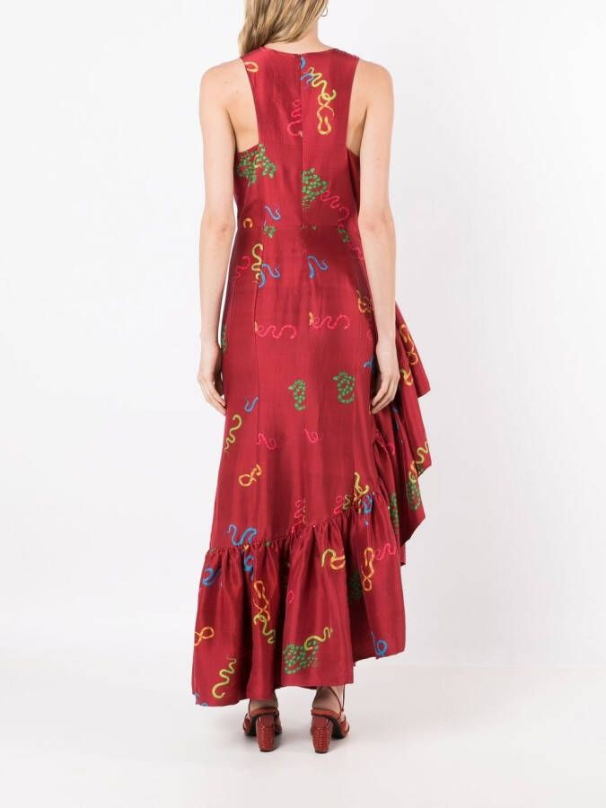 Isolda Zijden jurk Rood