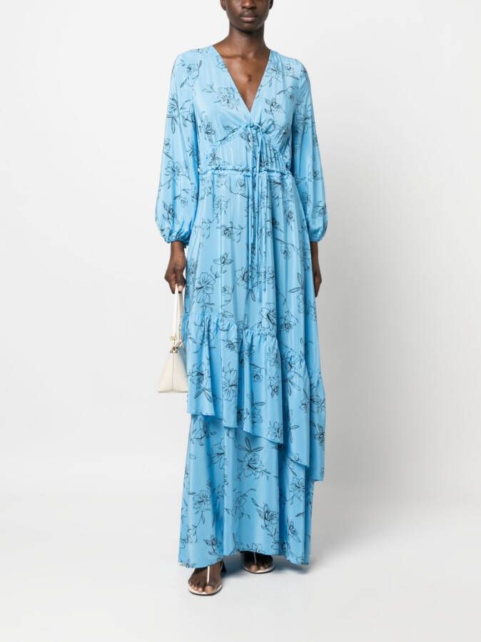 IVY OAK Maxi-jurk met bloemenprint Blauw