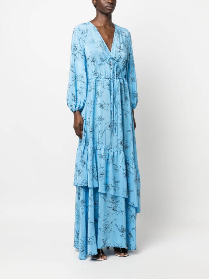 IVY OAK Maxi-jurk met bloemenprint Blauw