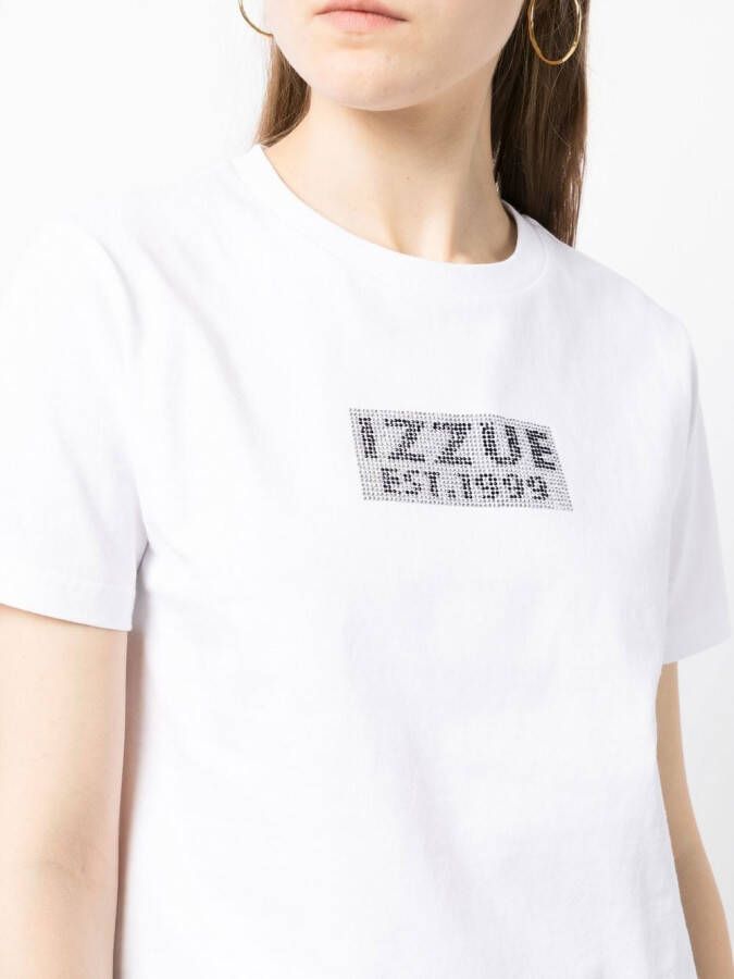 izzue T-shirt verfraaid met kristallen Wit