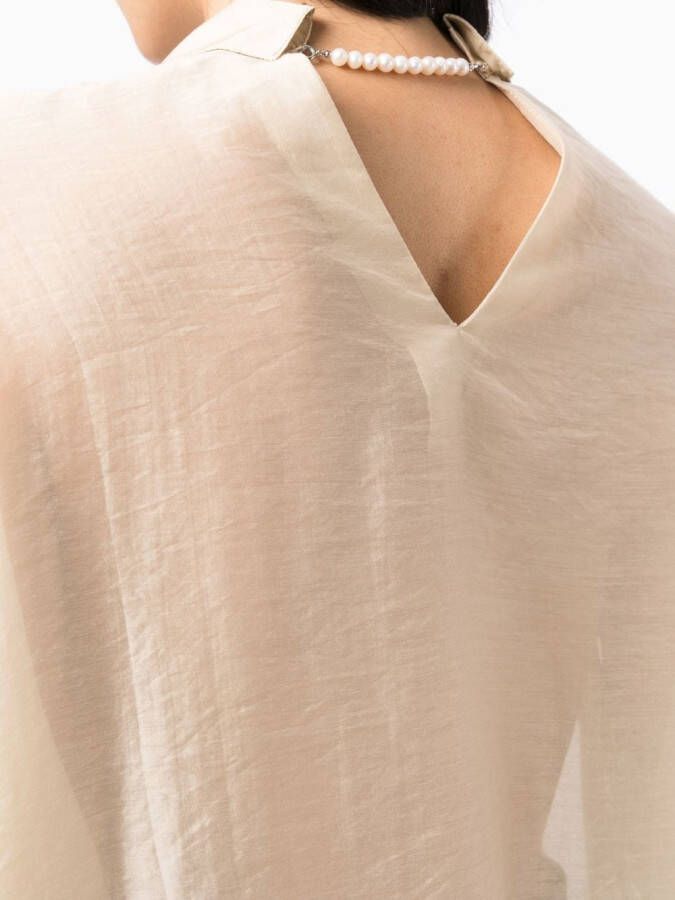 izzue Semi-doorzichtige blouse Beige