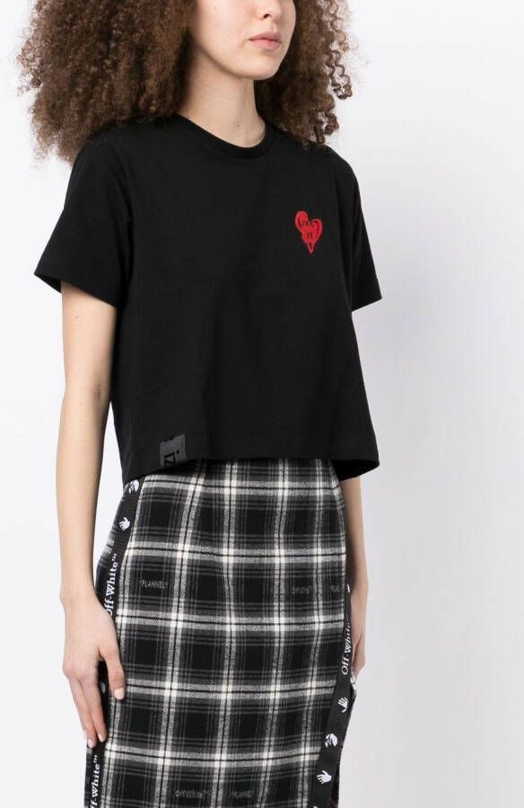 izzue T-shirt met geborduurd hart Zwart