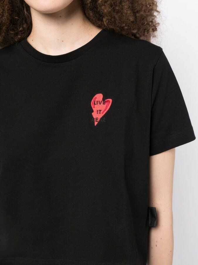 izzue T-shirt met geborduurd hart Zwart