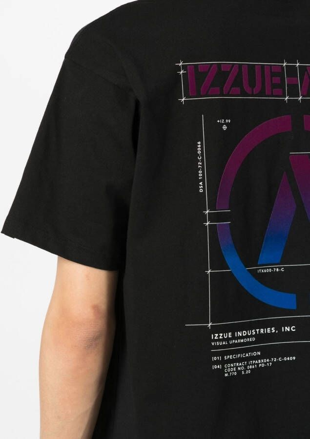 izzue T-shirt met grafische print Zwart
