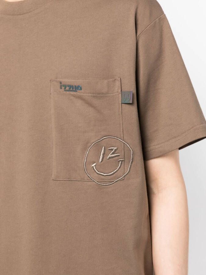 izzue T-shirt met logoprint Bruin