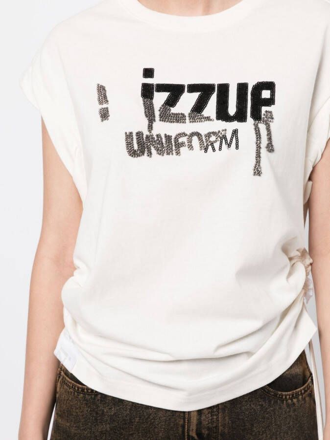 izzue T-shirt met verfraaid logo Wit