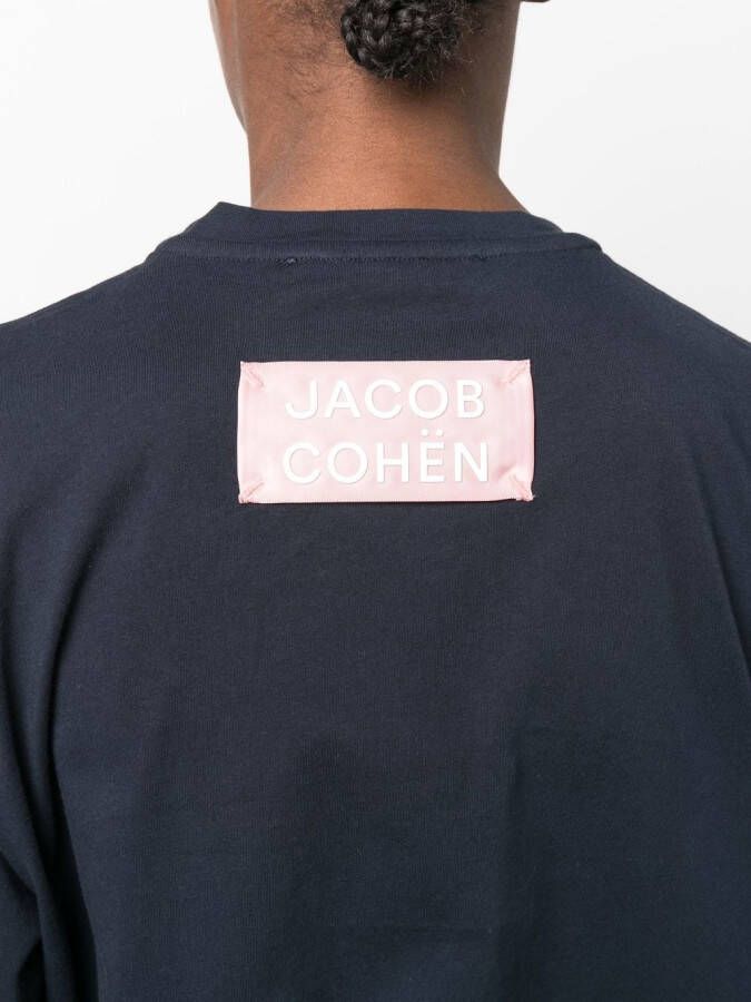 Jacob Cohën T-shirt met logopatch Blauw
