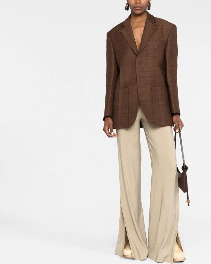 Jacquemus Blazer van jute mix Bruin