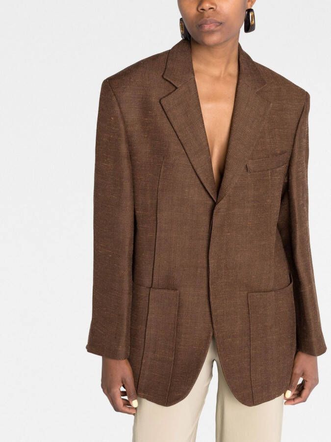 Jacquemus Blazer van jute mix Bruin