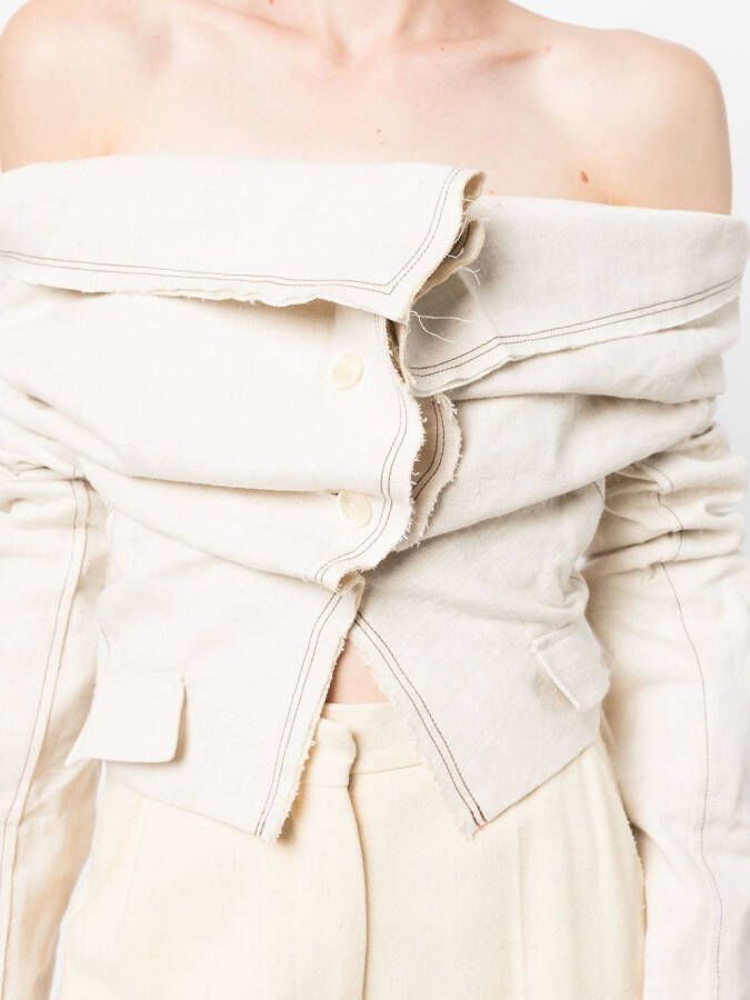 Jacquemus Gesmockte blouse Bruin
