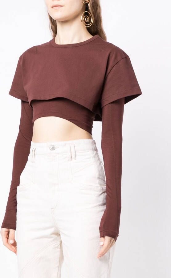 Jacquemus Le Double T-shirt gelaagde top Bruin