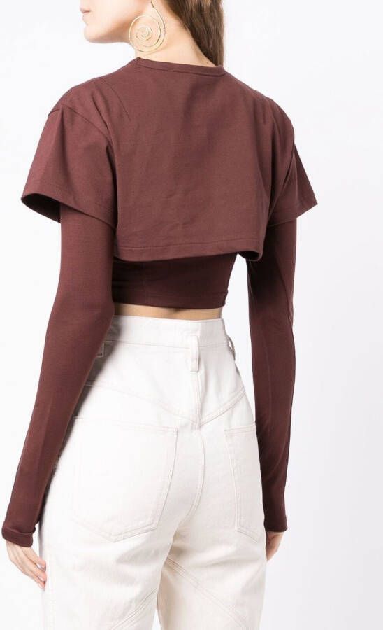 Jacquemus Le Double T-shirt gelaagde top Bruin