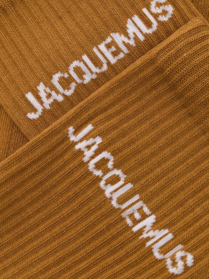 Jacquemus Les Chaussettes sokken met logo intarsia Bruin