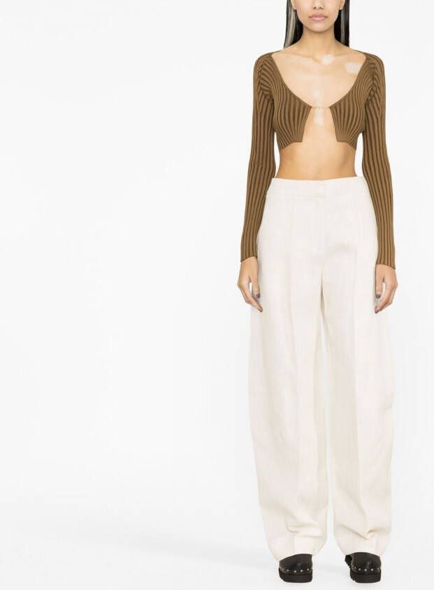 Jacquemus Ribgebreid vest Bruin